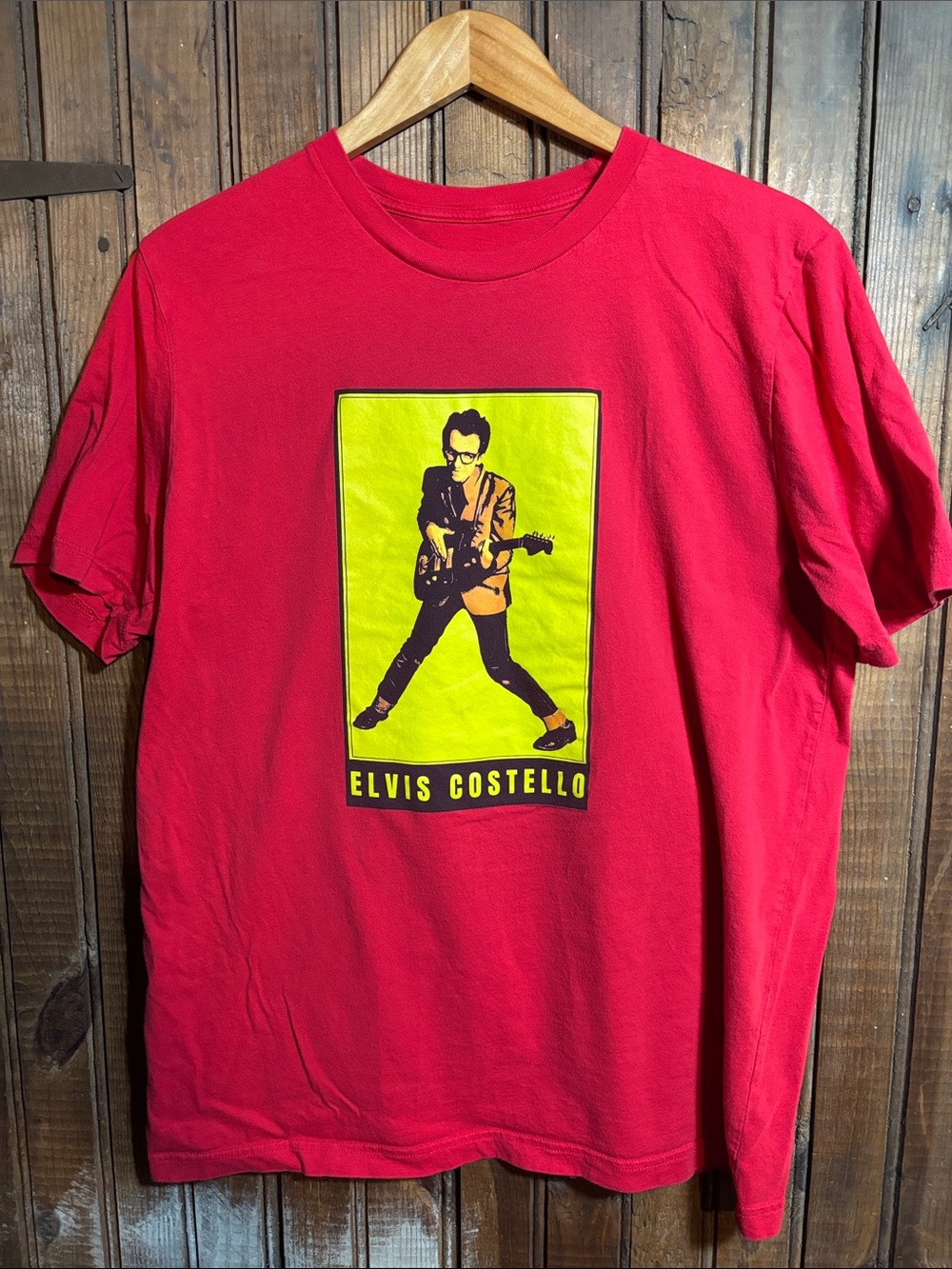 Elvis Costello Red Graphic Tee - Classic Rock Band Shirt